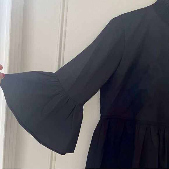 Alice and Olivia Aislyn Flutter Sleeve Black Zipper Back Mock neck Dress 10 NWT - Picture 8 of 12